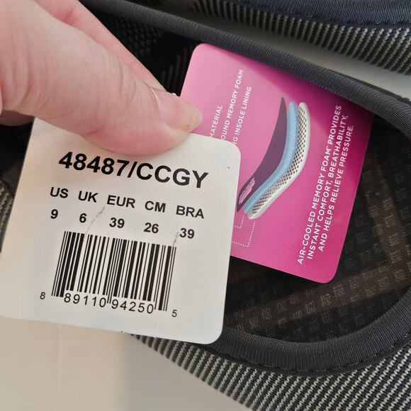 Skechers Cleo Wham Air Cooled Memory Foam Ballet Flats Gray Women's Sz 9 Comfort - Picture 7 of 8